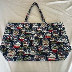 Vera Bradley Holiday Snow Globes Grand Tote Bag with Pouch